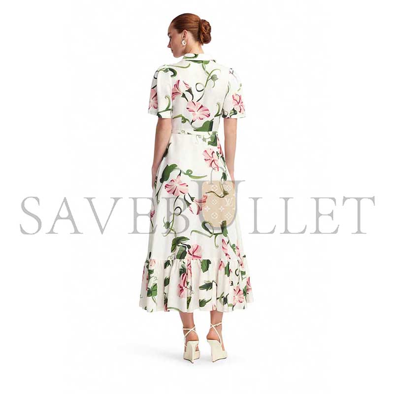 LEO LIN BECCA BELTED FLORAL LINEN-BLEND SHIRT DRESS 